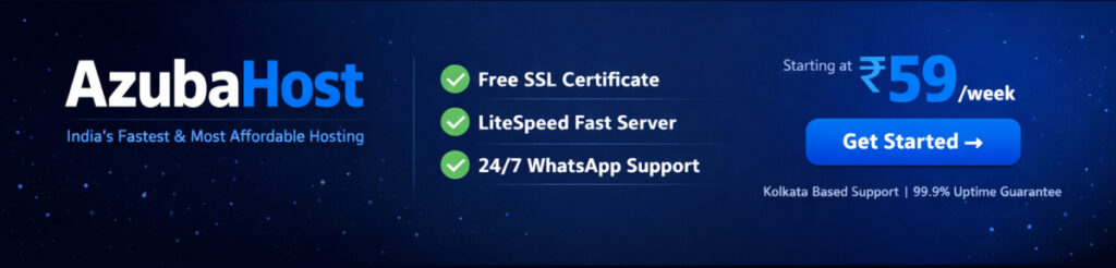 AzubaHost affordable web hosting India with free SSL starting at ₹59 per week